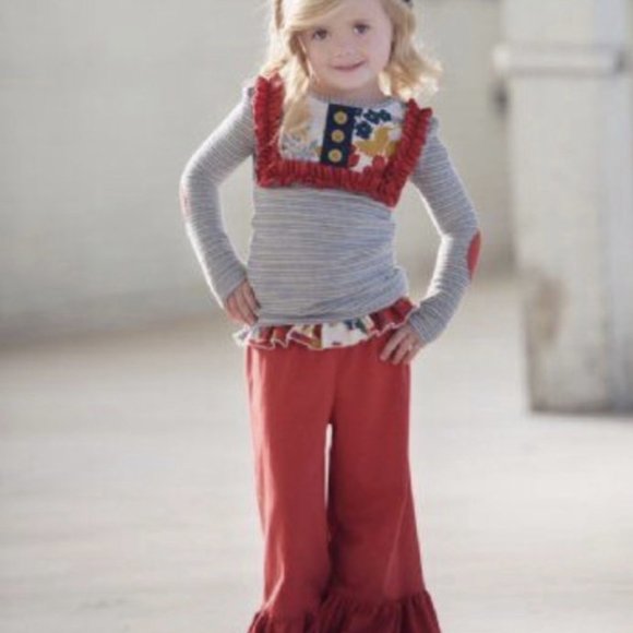 Persnickety Grey Striped Floral Lou Lou Top Girls Size 10 NWT! - Picture 9 of 9